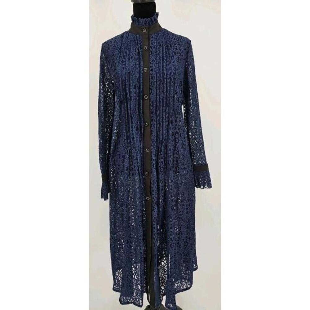 Beulah Style Exquisite Lace Long Midi Dress Navy Bridal‎ Cottage Prairie